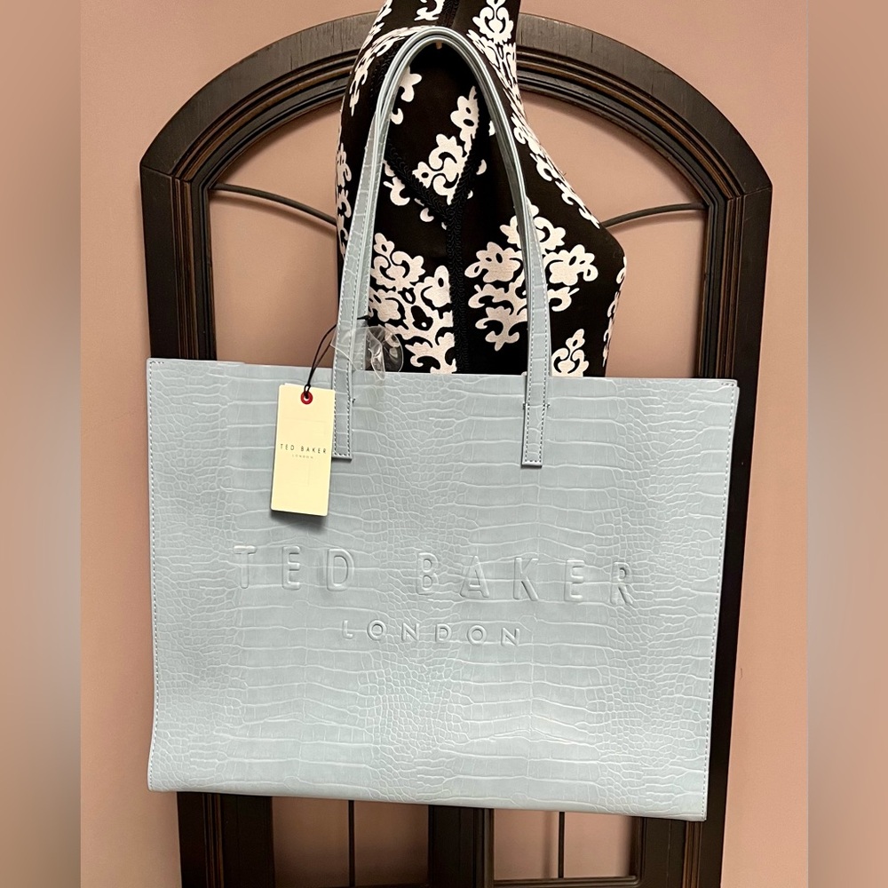 Ted Baker Light Blue Croc-Embossed Tote